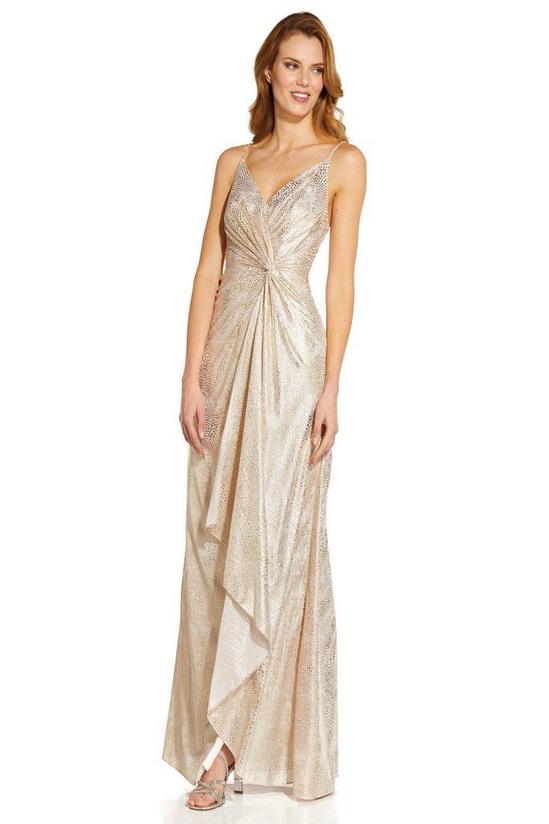 Adrianna Papell Foil Chiffon Draped Gown 4