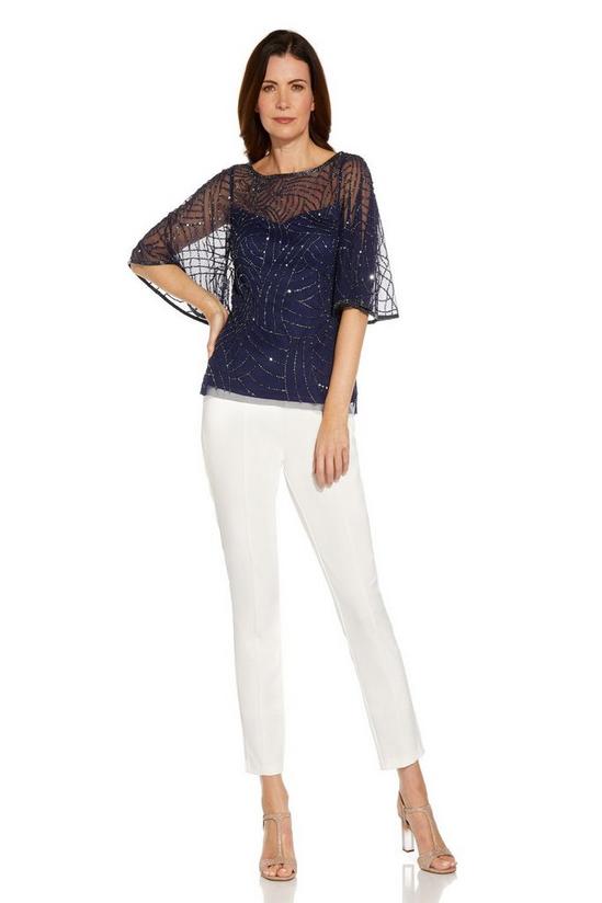 Adrianna Papell Bead Boat Neck Illusion Top 1