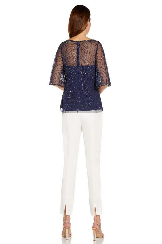 Adrianna Papell Bead Boat Neck Illusion Top 3