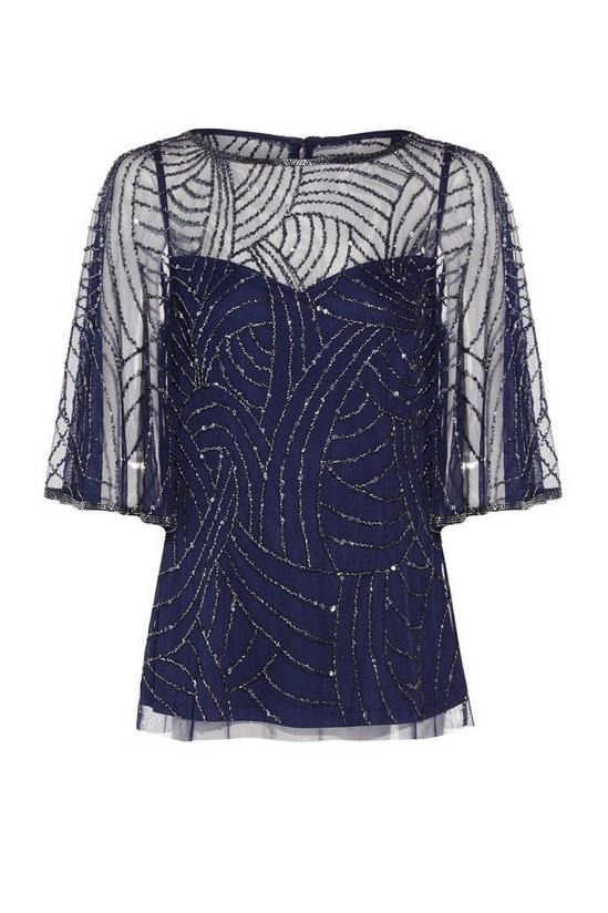 Adrianna Papell Bead Boat Neck Illusion Top 5