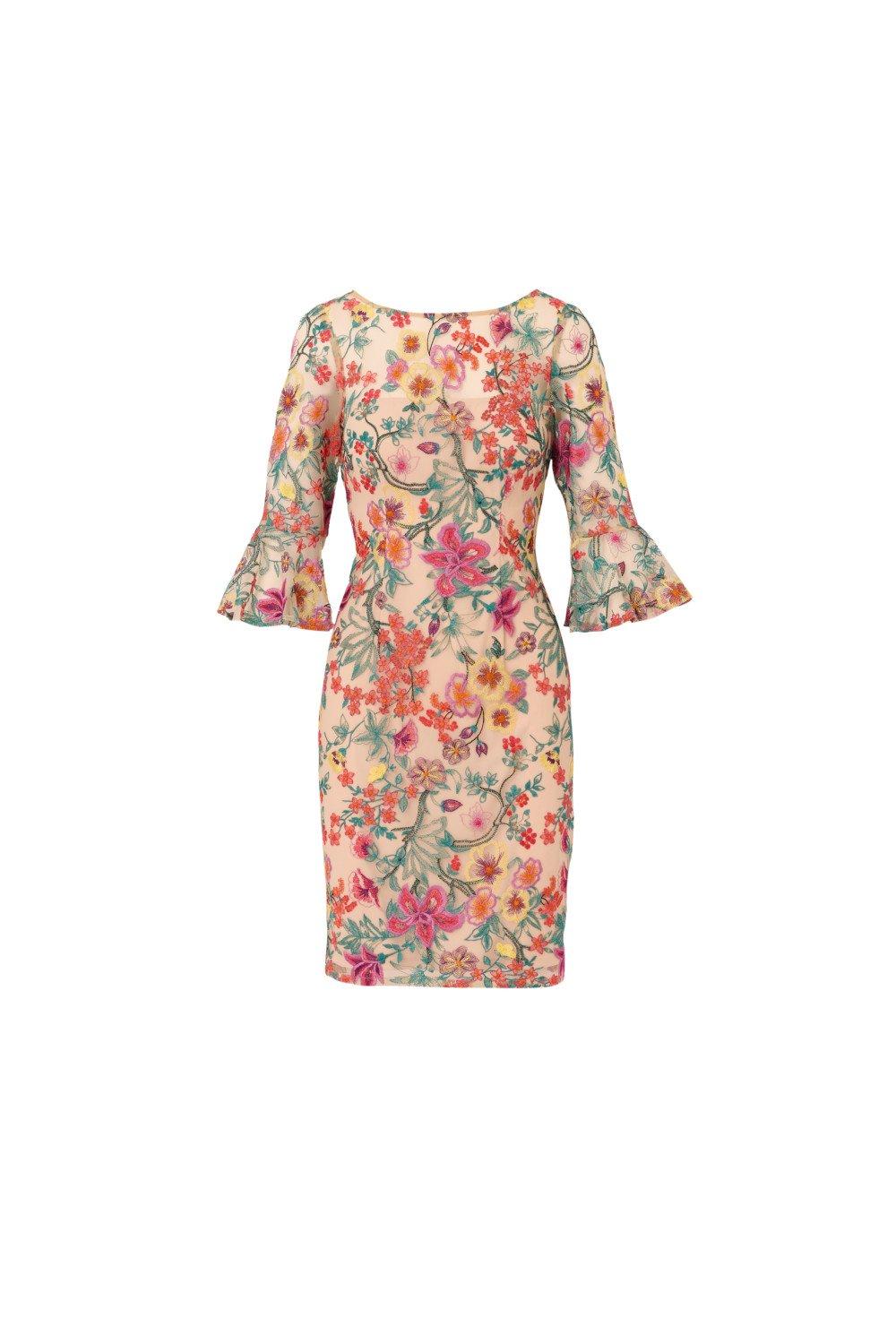 Floral Embroidered Sheath Dress