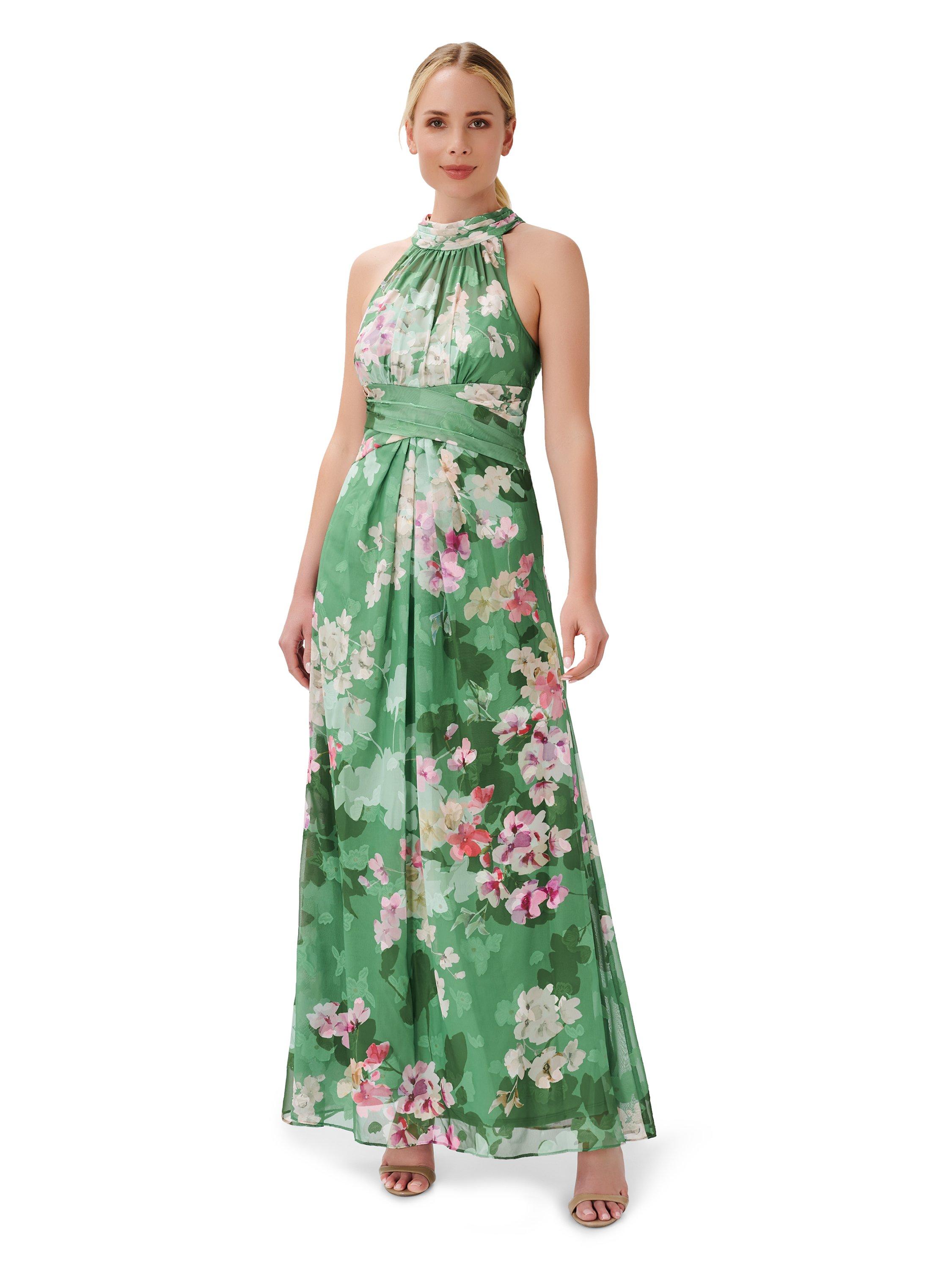 Dresses Print Halter Chiffon Gown Adrianna Papell