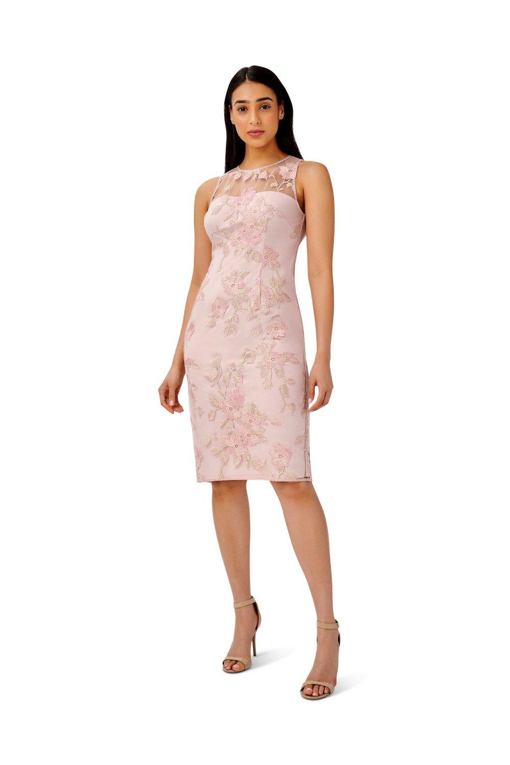 Floral Embroidery Sheath Dress