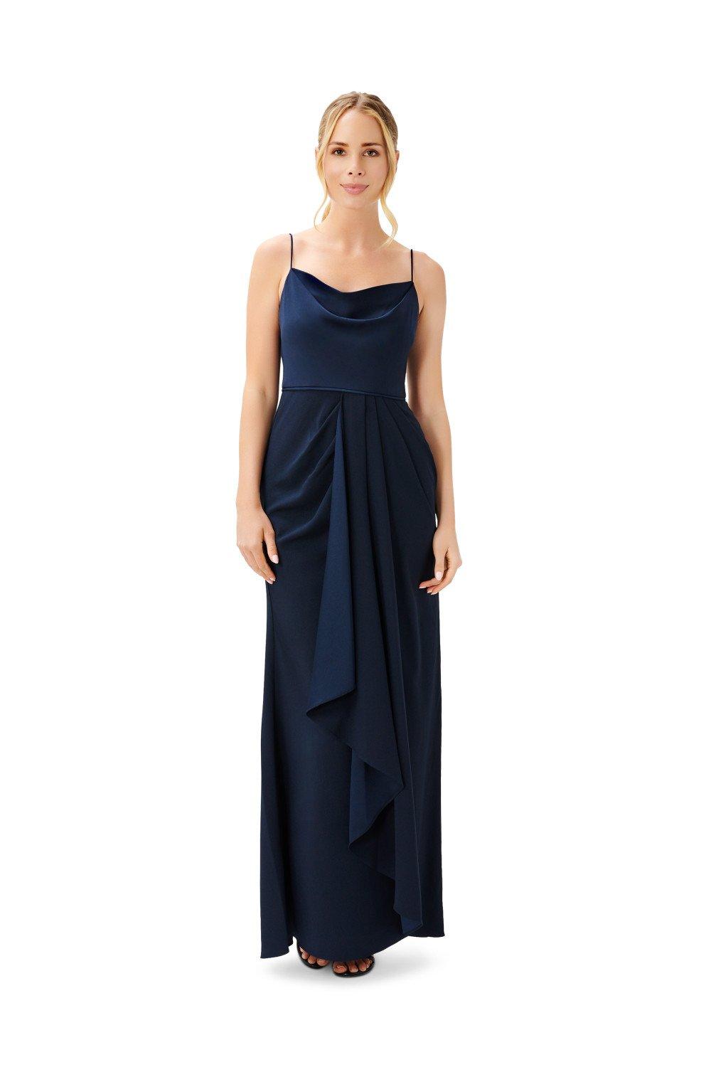 Satin Crepe Cowl Neck Gown