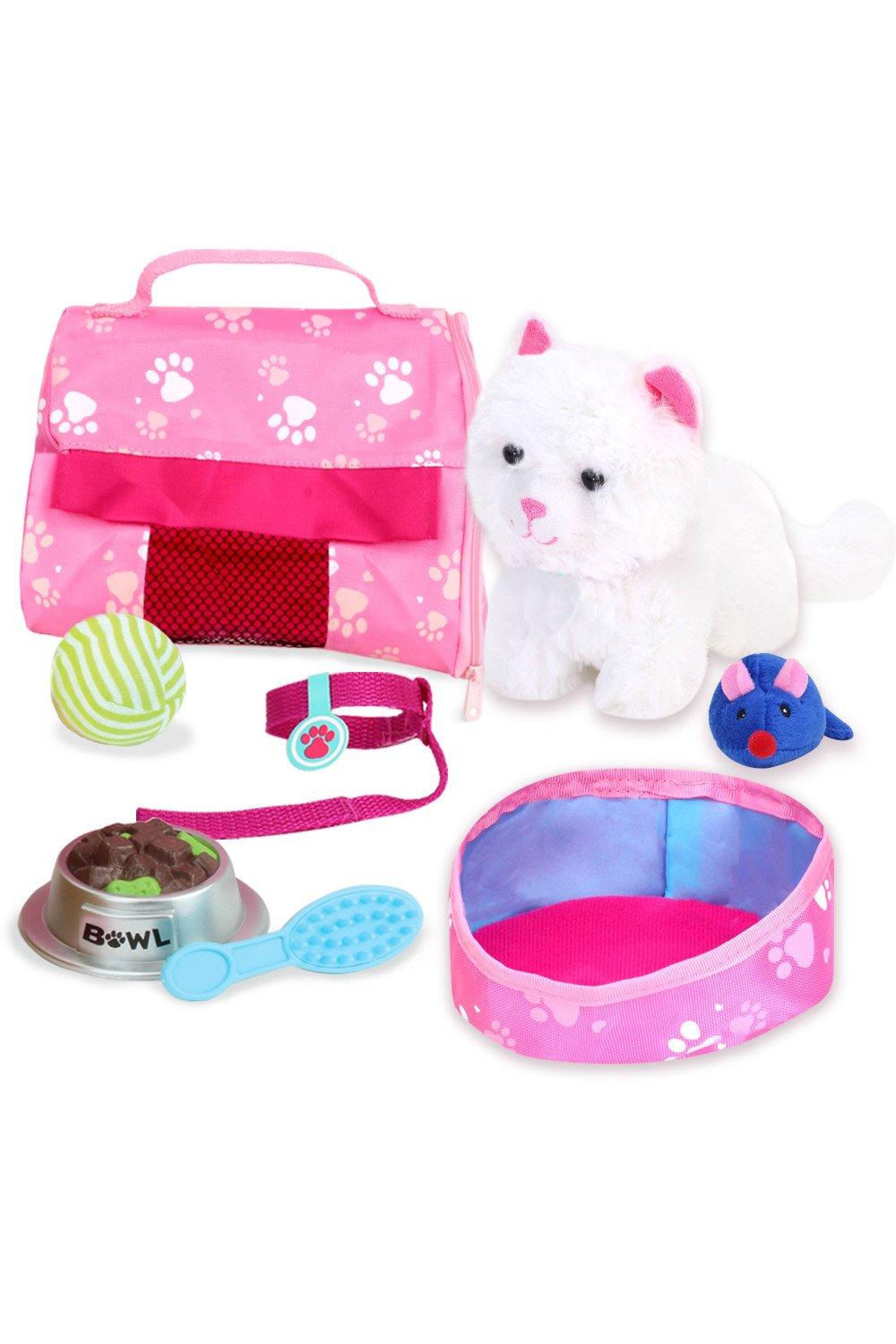 Sophia’s - Plush Cat with Carrier & 8 Accessories