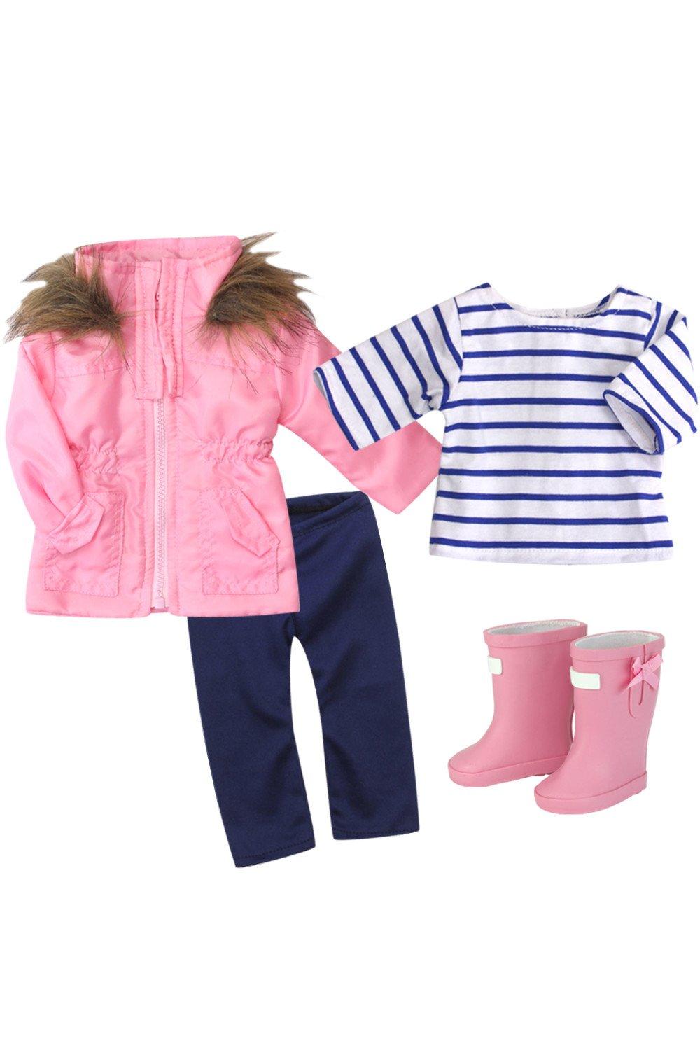 Sophia’s 18" Doll Pink Parka Jacket, Leggings & Top with Doll Wellies