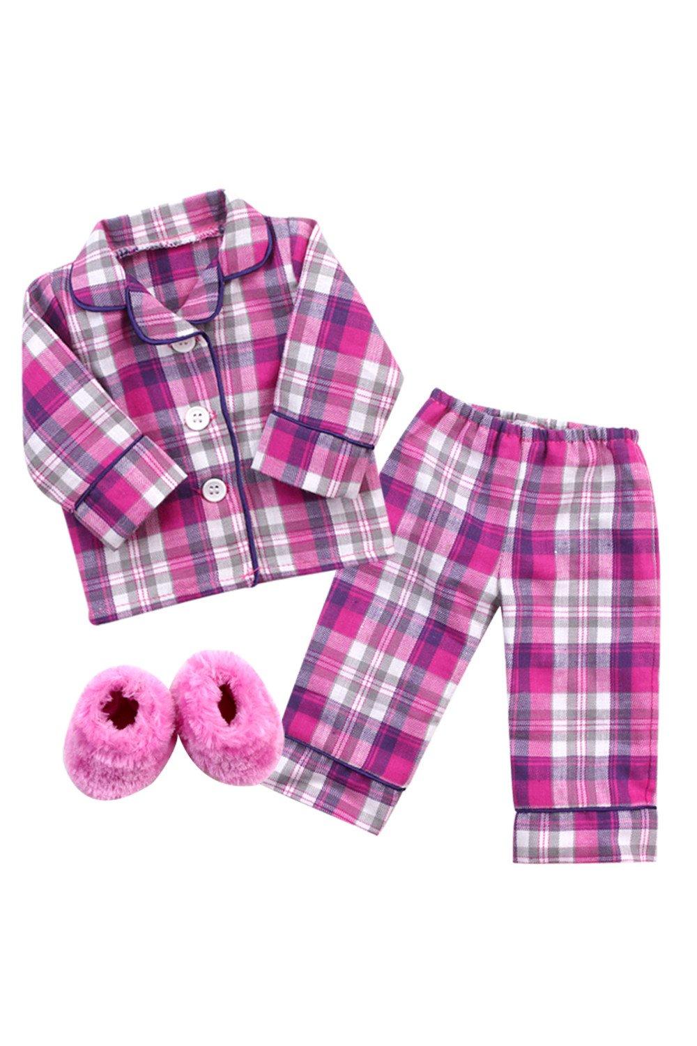 Sophia’s  3 Piece 18" Doll Pink Pijama Outfit with Slippers Set