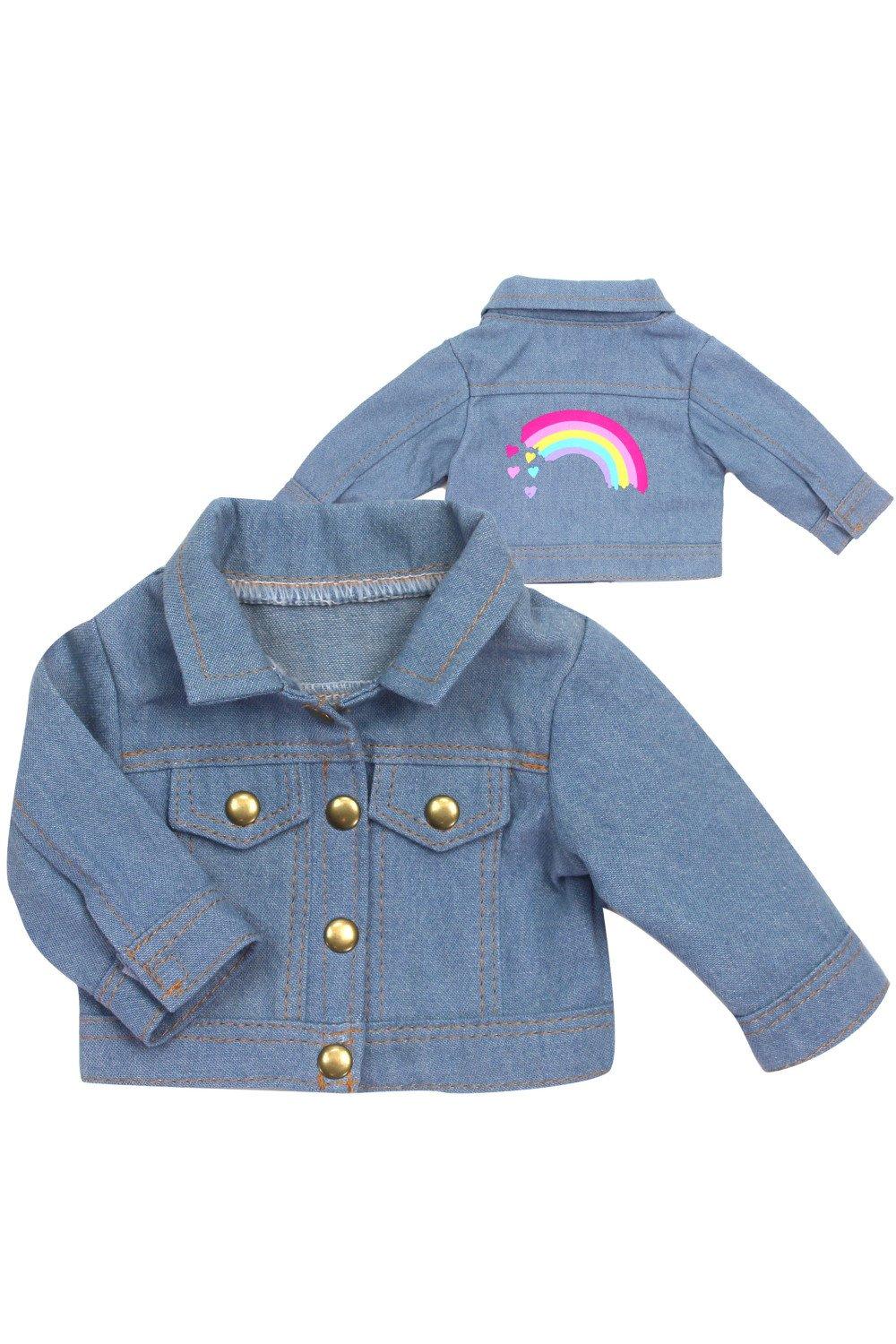Sophia’s  18" Baby Doll Denim Jean Jacket with Rainbow Design