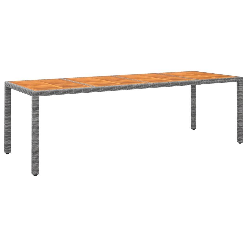 Garden Table Grey 250x100x75 cm Poly Rattan&Solid Wood Acacia