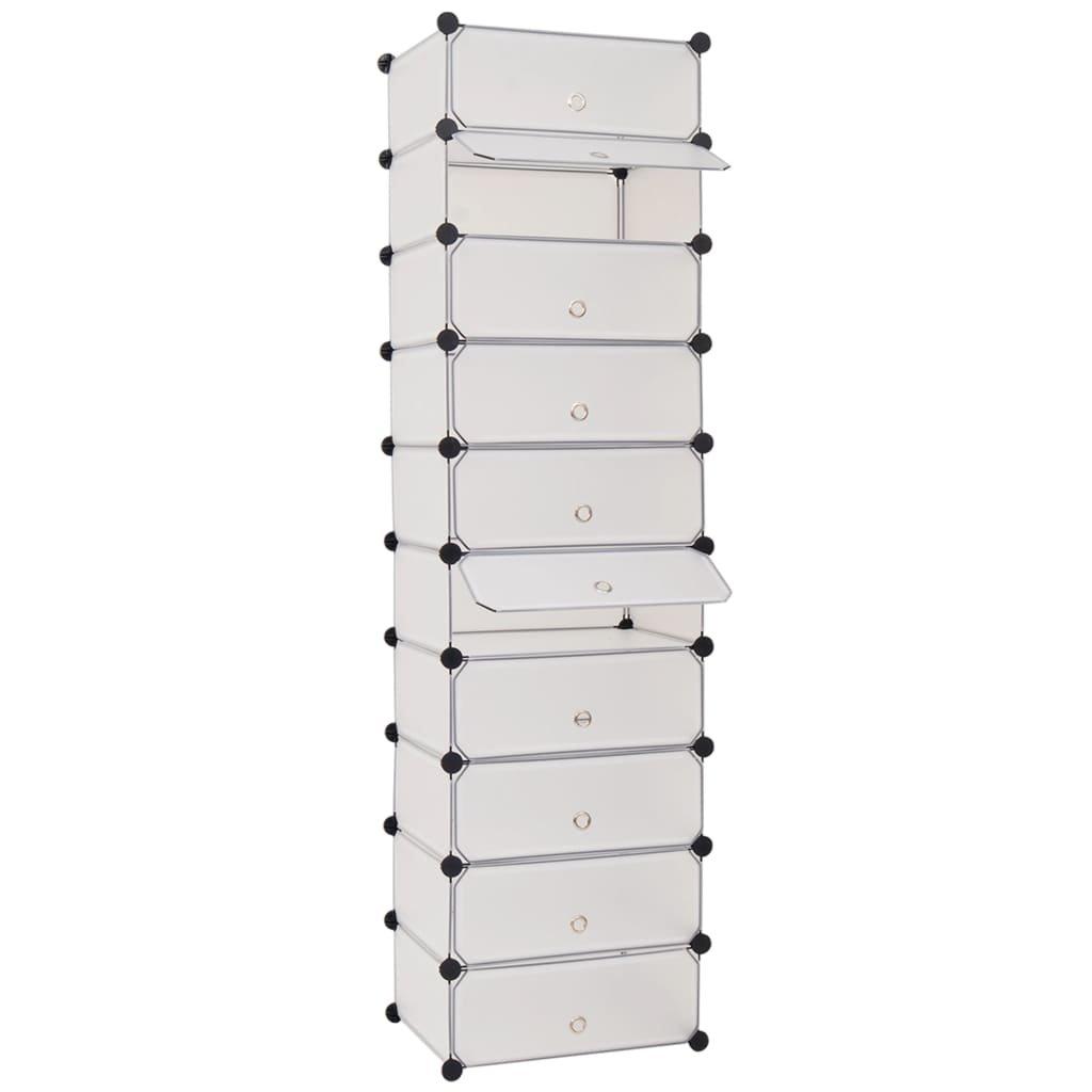Interlocking Shoe Organiser with 10 Compartments White