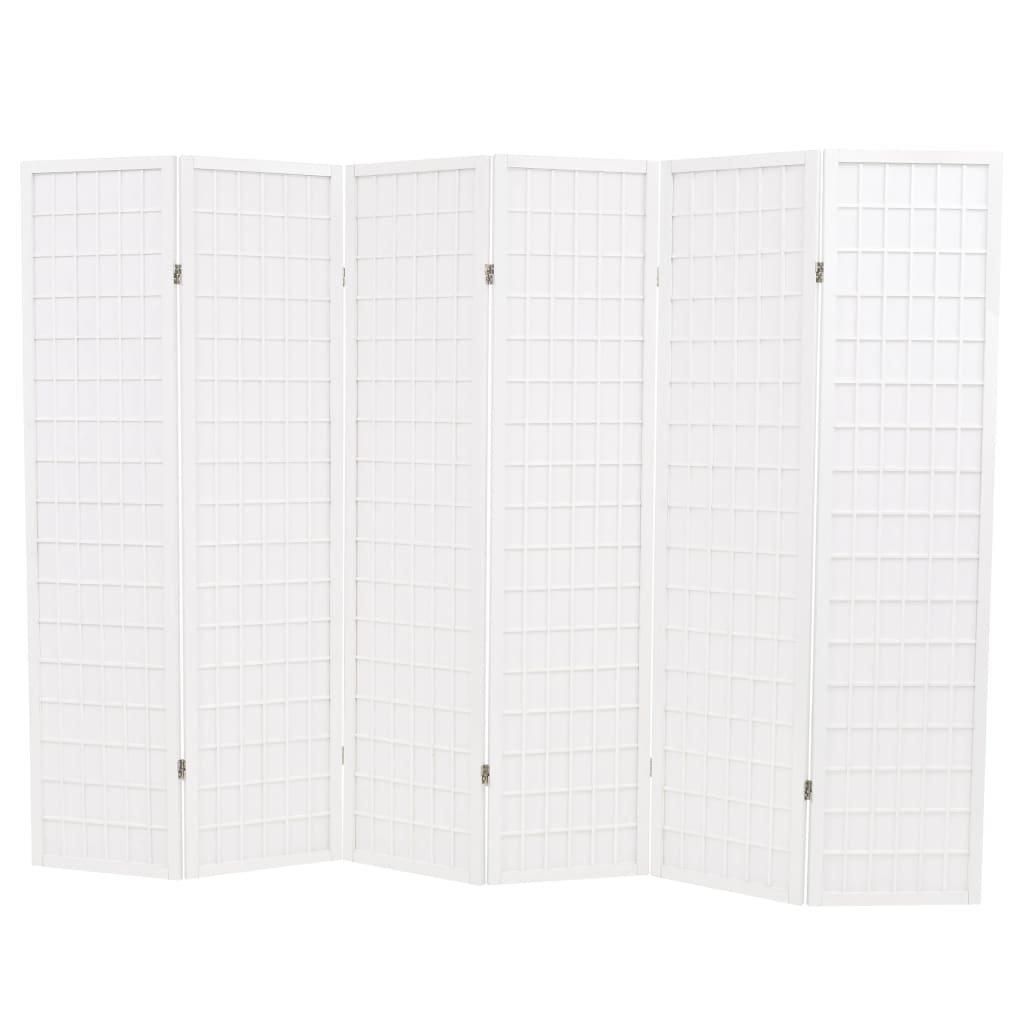 Folding 6-Panel Room Divider Japanese Style 240x170 cm White