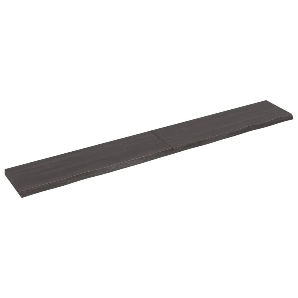 Wall Shelf Dark Grey 200x30x(2-4) cm Treated Solid Wood Oak