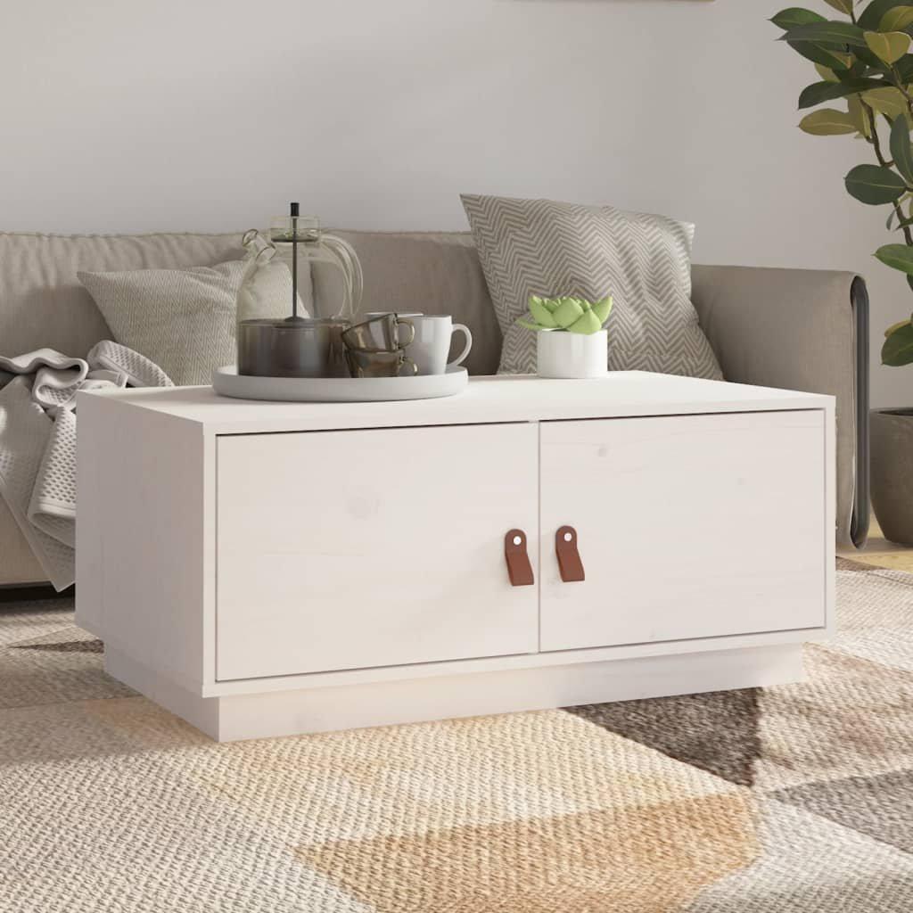 Coffee Table White 80x50x35 cm Solid Wood Pine