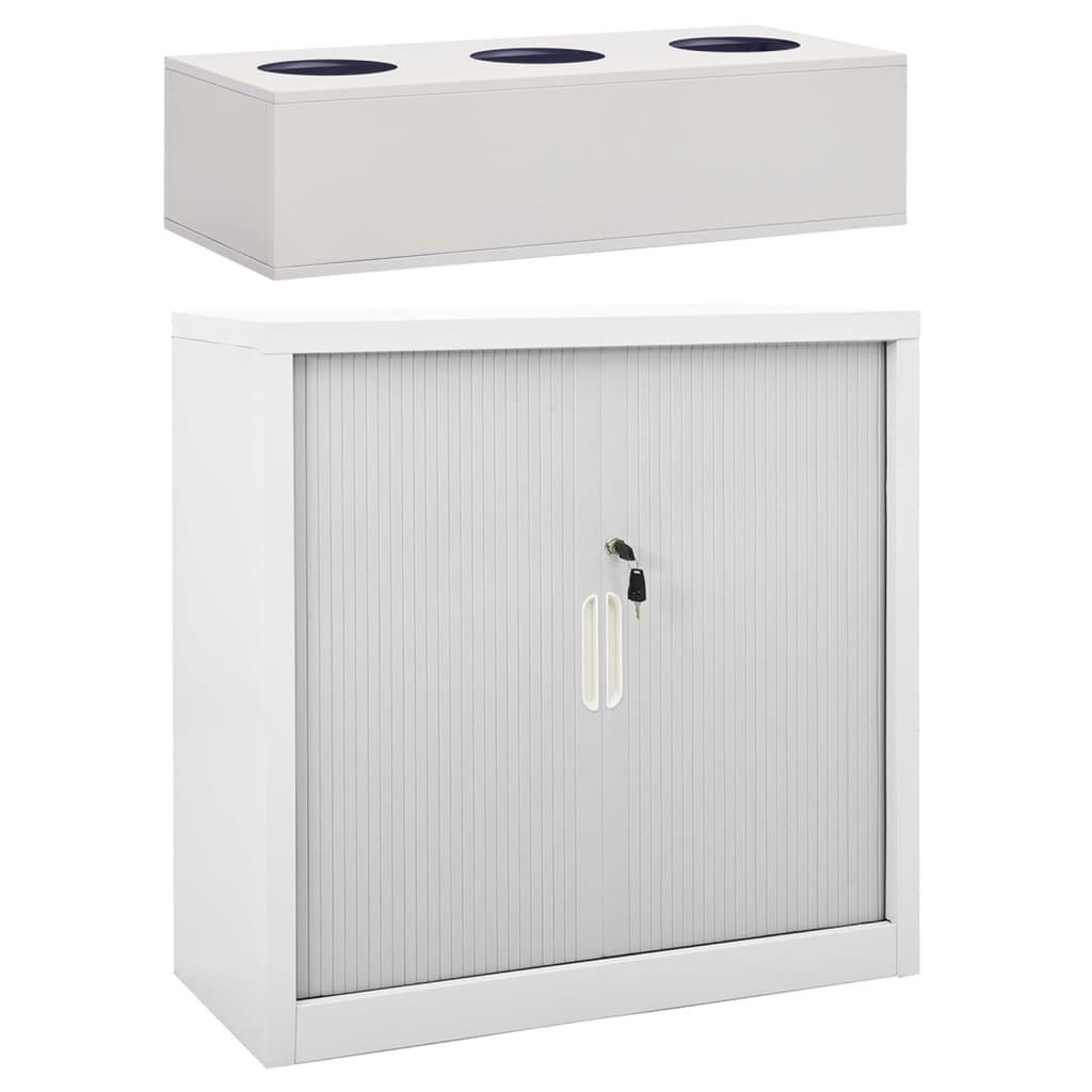 Sliding Door Cabinet with Planter Box Grey 90x40x113 cm Steel