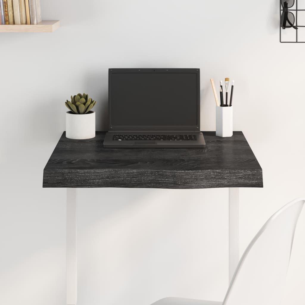 Table Top Dark Grey 60x60x(2-6) cm Treated Solid Wood Oak