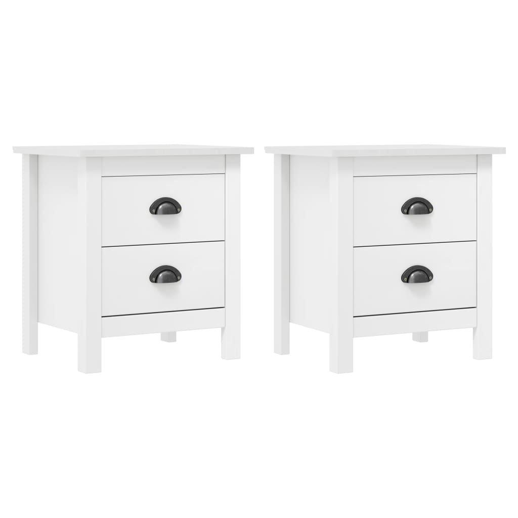 Bedside Cabinet Hill 2 pcs White 46x35x49.5 cm Solid Pine Wood