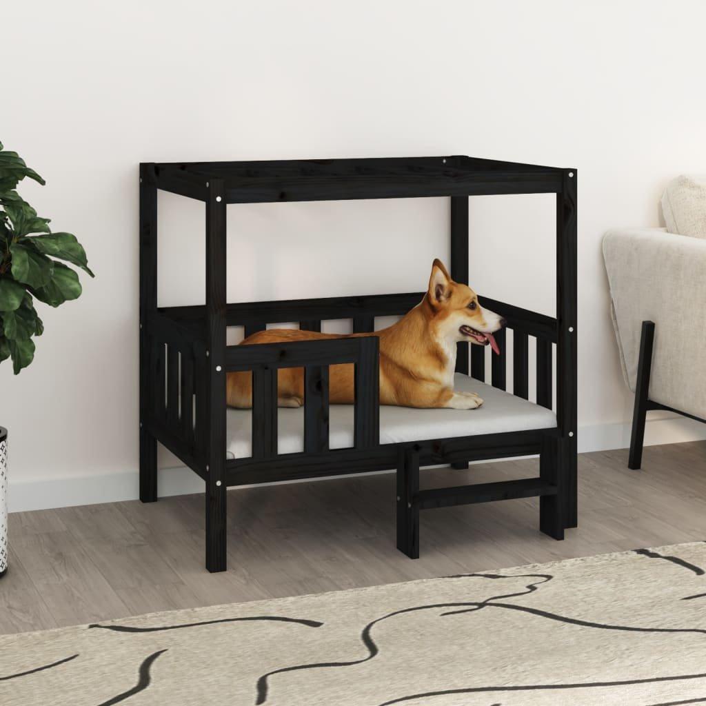 Dog Bed Black 95.5x73.5x90 cm Solid Wood Pine