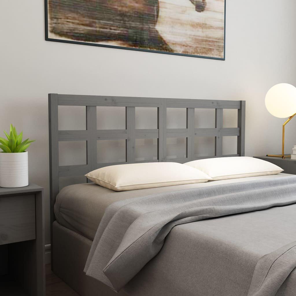 Bed Headboard Grey 156x4x100 cm Solid Wood Pine