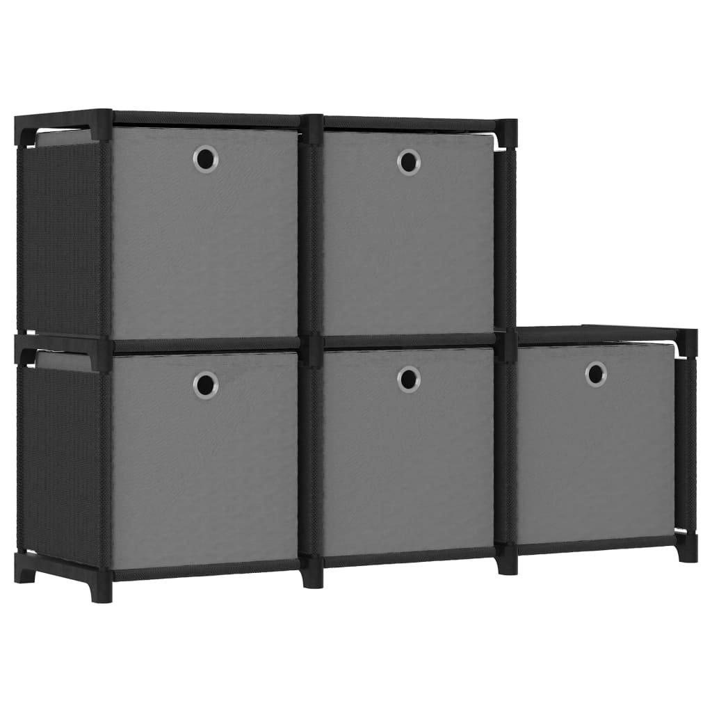 5-Cube Display Shelf with Boxes Black 103x30x72.5 cm Fabric
