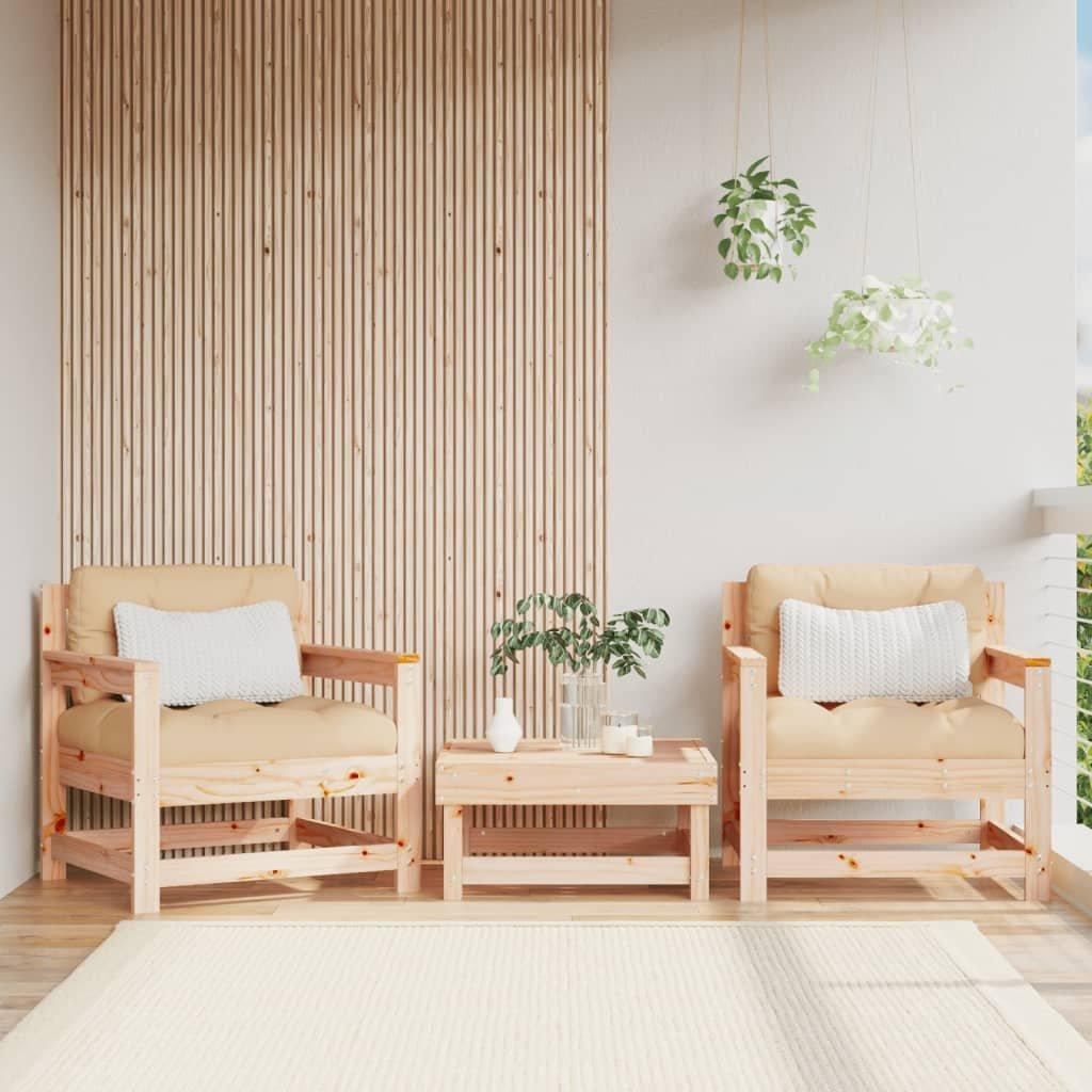 Garden Chairs with Cushions 2 pcs Solid Wood Pine