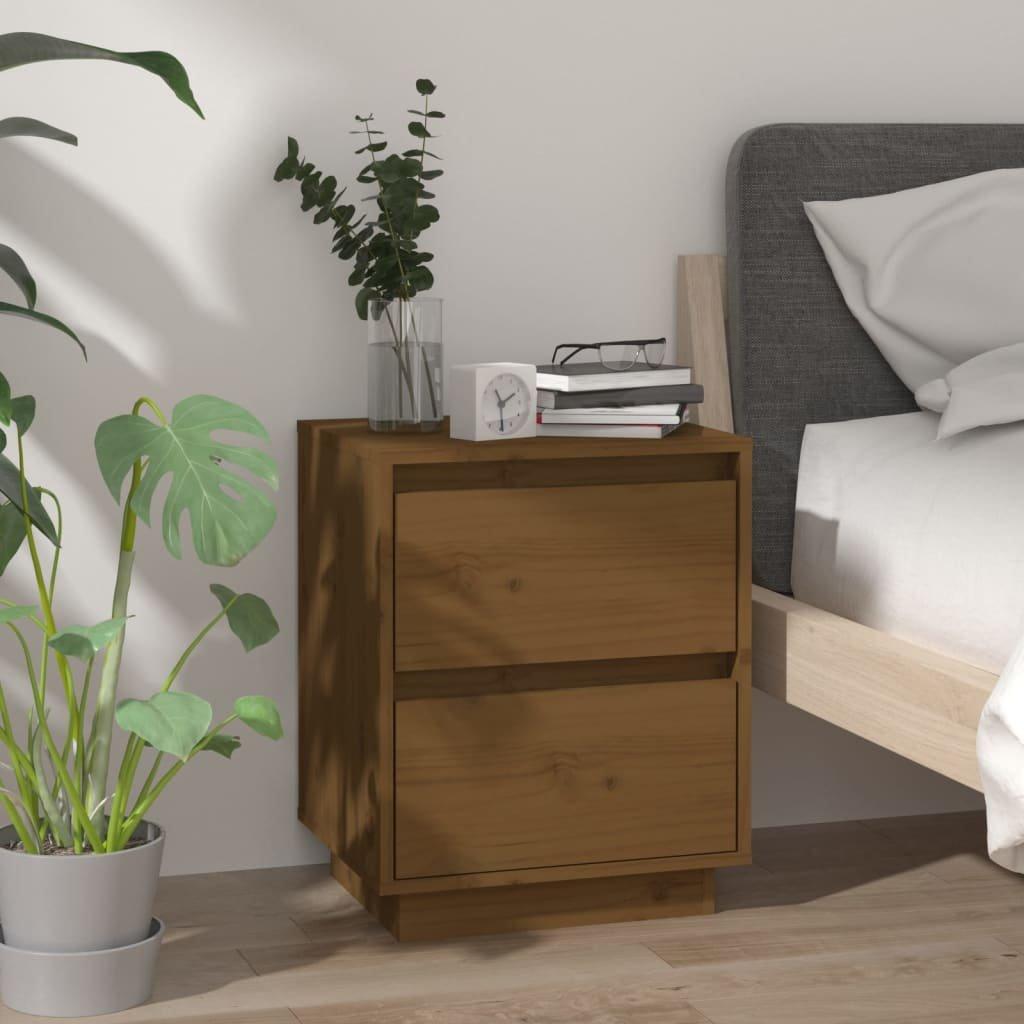 Bedside Cabinet Honey Brown 40x35x50 cm Solid Wood Pine