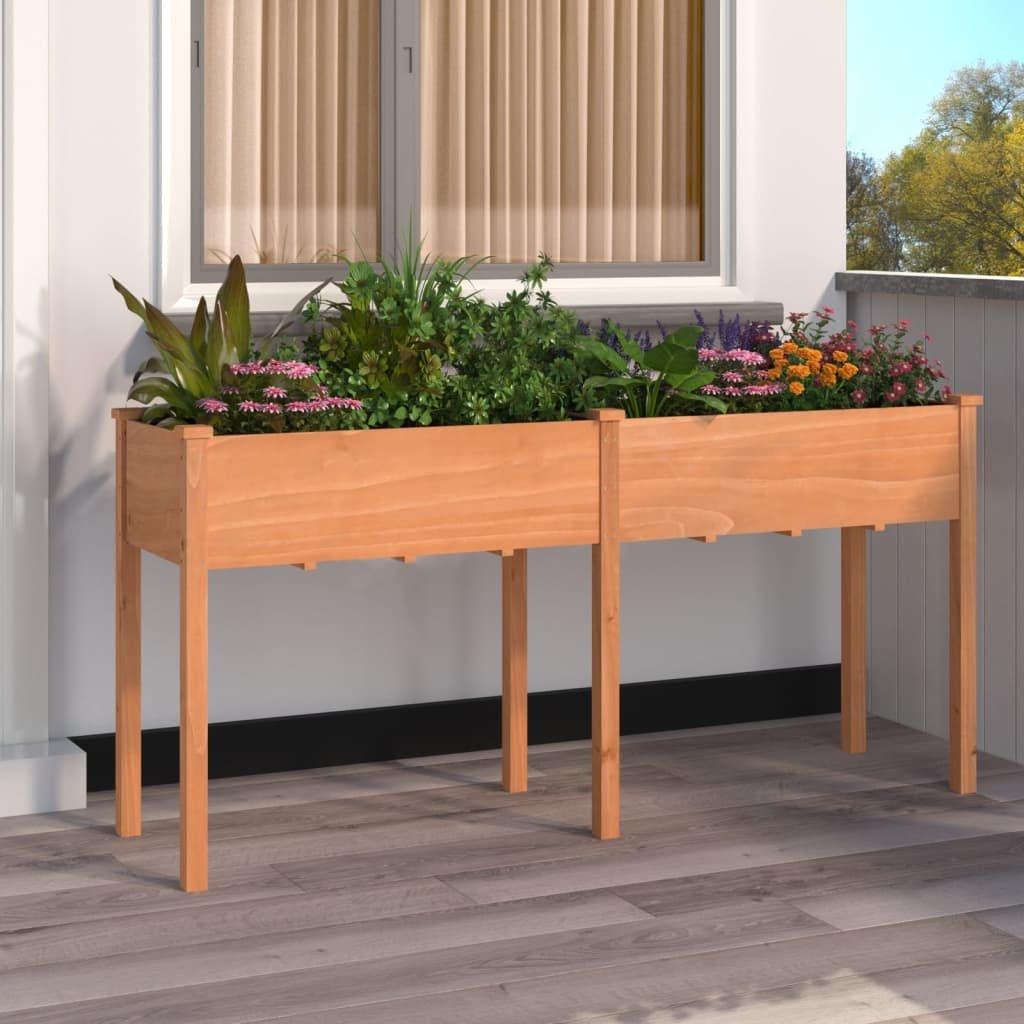 Planter with Liner Brown 161x45x76 cm Solid Wood Fir