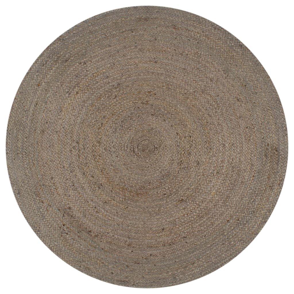 Handmade Rug Jute Round 150 cm Grey
