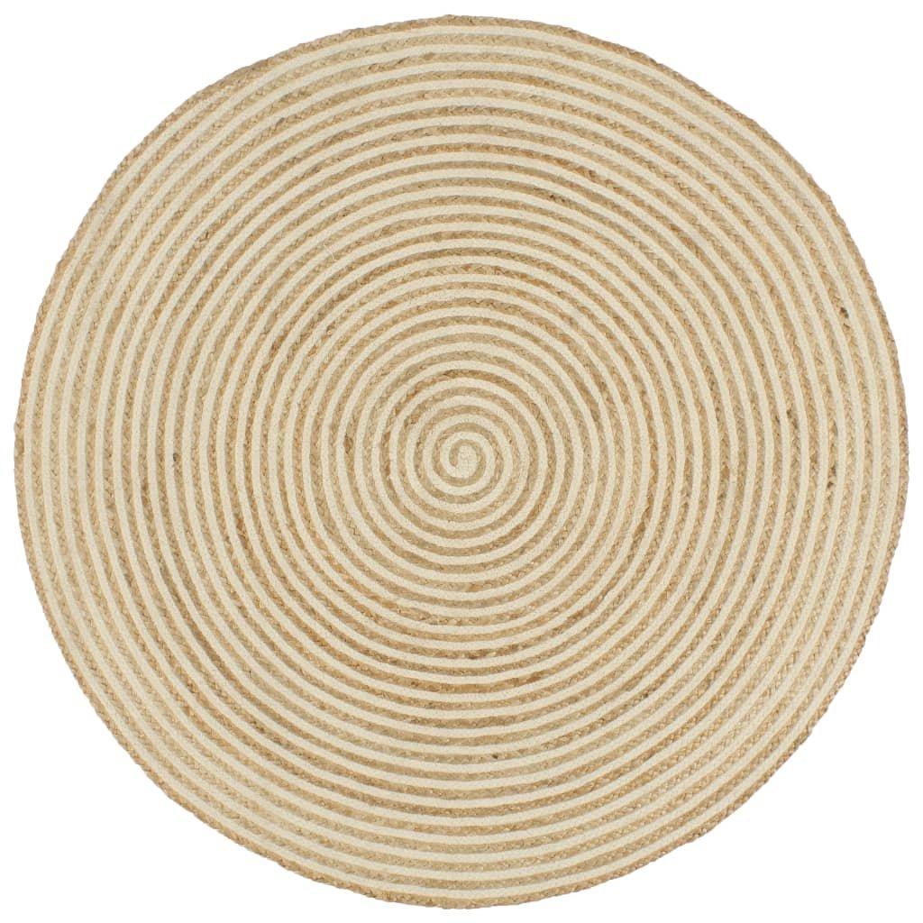 Handmade Rug Jute with Spiral Design White 150 cm
