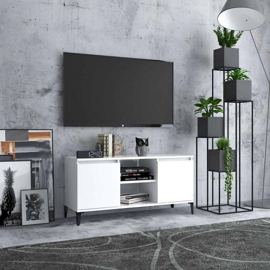 TV Cabinet with Metal Legs White 103.5x35x50 cm