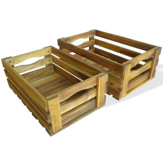 Berkfield Home Apple Crate Set 2 Pieces Solid Acacia Wood 1
