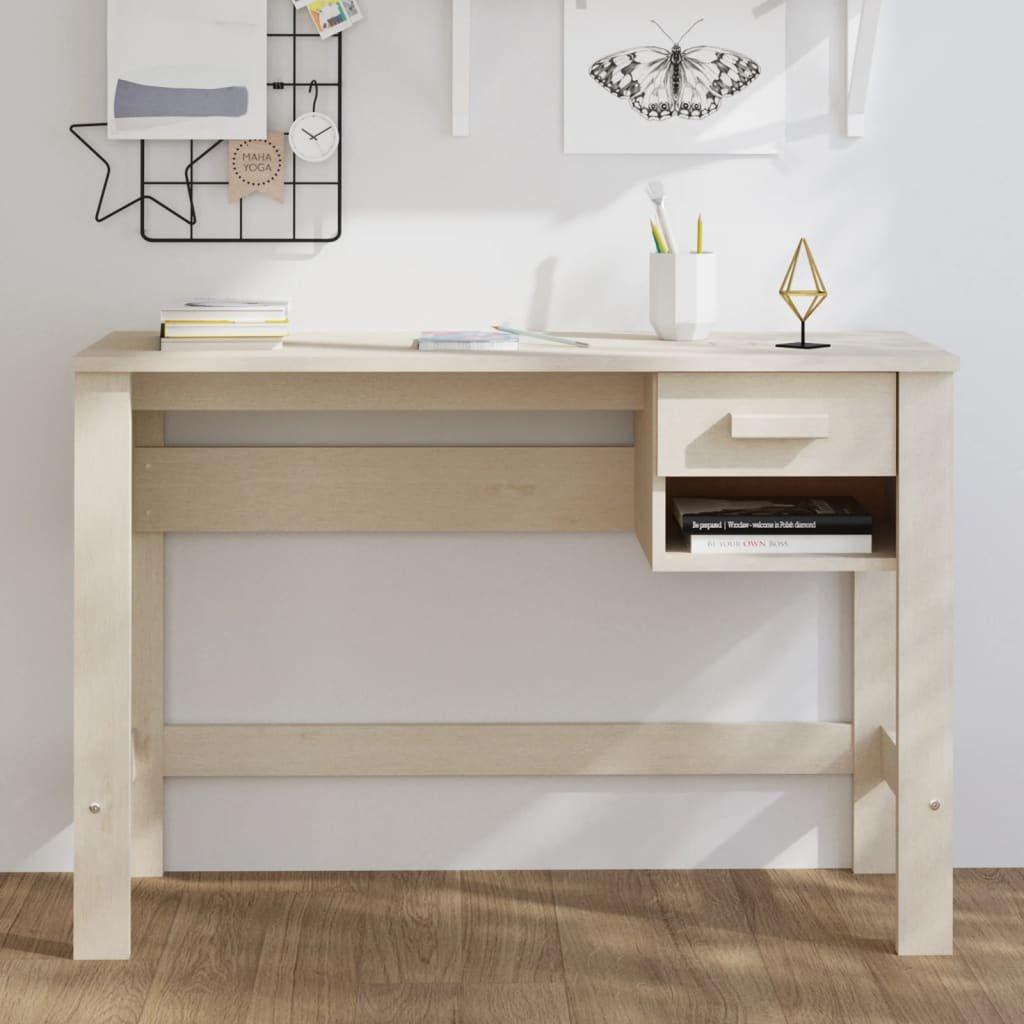 Desk HAMAR Honey Brown 110x40x75 cm Solid Wood Pine