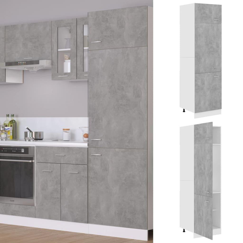 Refrigerator Cabinet Concrete Grey 60x57x207 cm Engineered Wood
