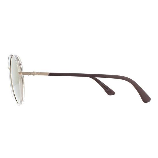 Police Round Light Gold Crystal Grey Brown Gold Mirror Sunglasses 3