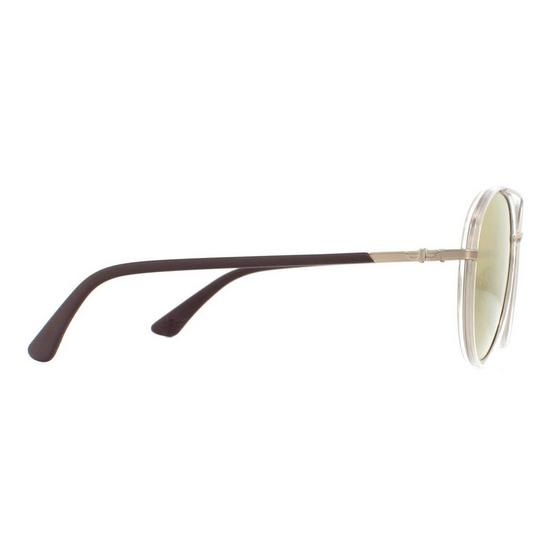 Police Round Light Gold Crystal Grey Brown Gold Mirror Sunglasses 4