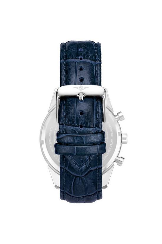 STÜHRLING Original Rialto Chronograph Watch Quartz With Tachymeter 44mm Silver Case Blue Leather Band 2