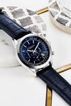 STÜHRLING Original Rialto Chronograph Watch Quartz With Tachymeter 44mm Silver Case Blue Leather Band thumbnail 3