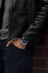 STÜHRLING Original Rialto Chronograph Watch Quartz With Tachymeter 44mm Silver Case Blue Leather Band thumbnail 4