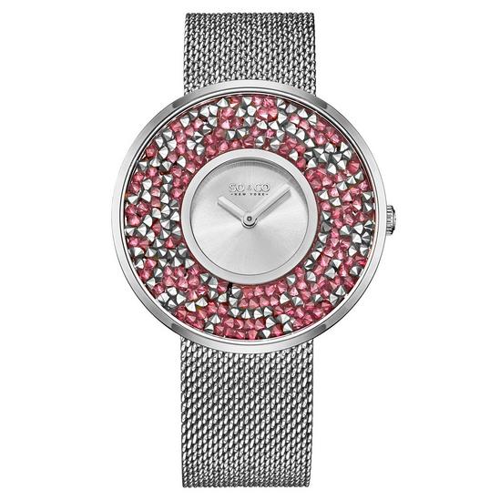 SO&CO Chelsea 5223M 40mm Crystal Gem Dial Watch with Mesh Bracelet