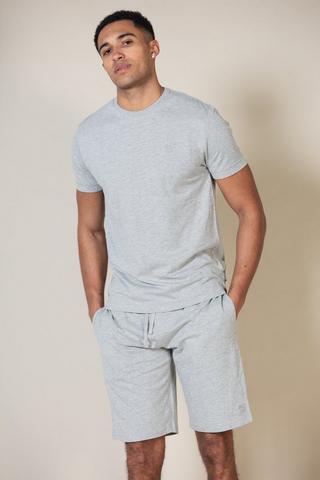 Product Cotton Embossed FCUK T-Shirt and Short Set Light Grey