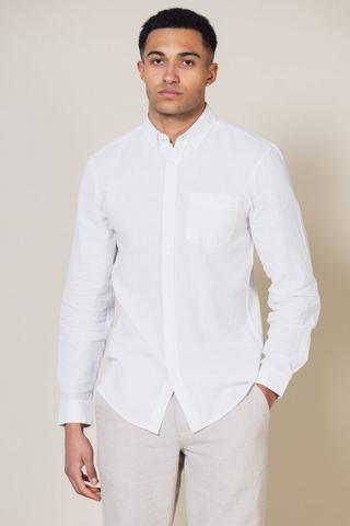 Product Long Sleeve Shirt with Linen White