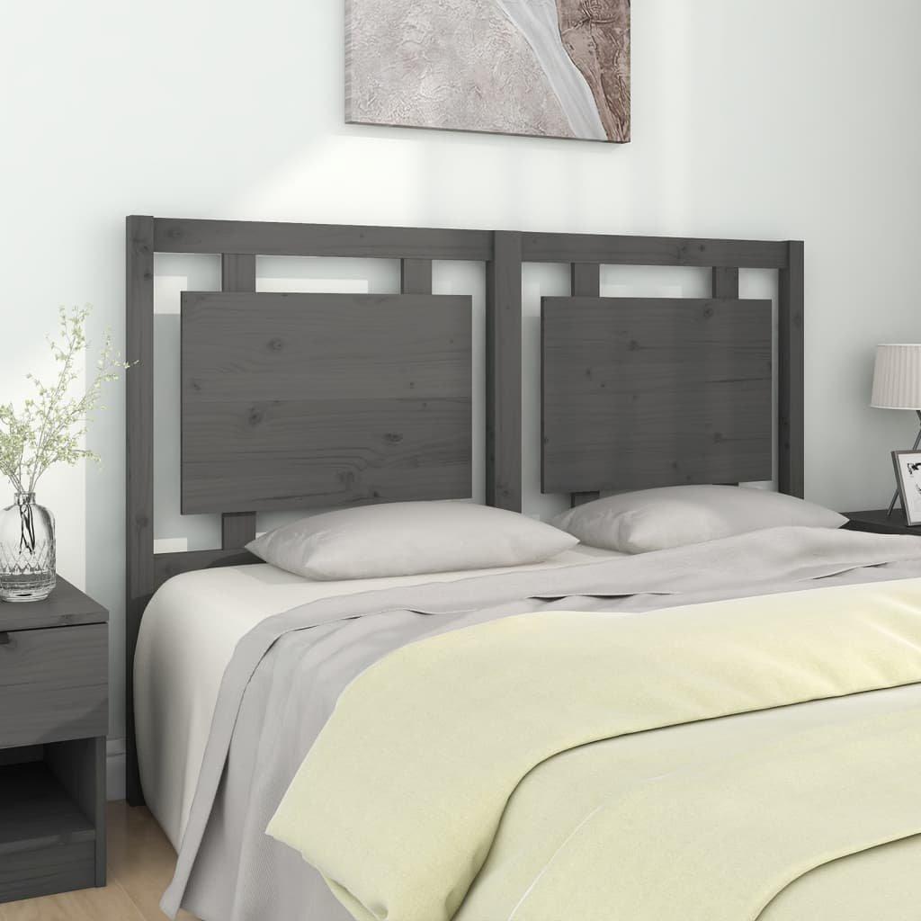 Bed Headboard Grey 145.5x4x100 cm Solid Pine Wood