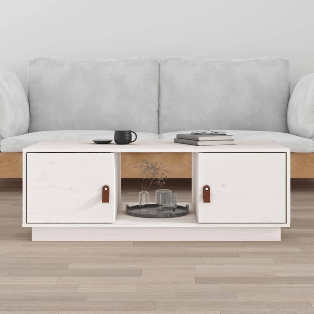 Coffee Table White 100x50x35 cm Solid Wood Pine