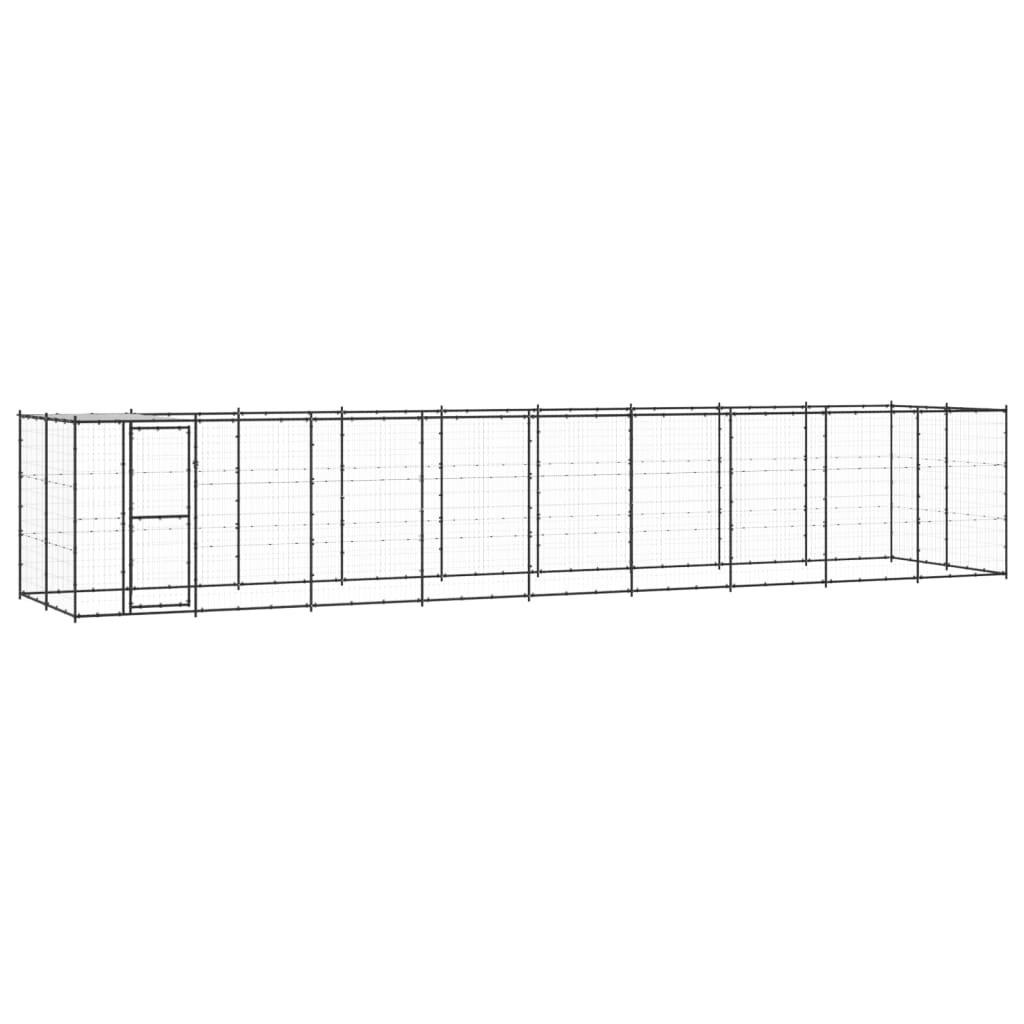 Outdoor Dog Kennel Steel with Roof 21.78 mA2
