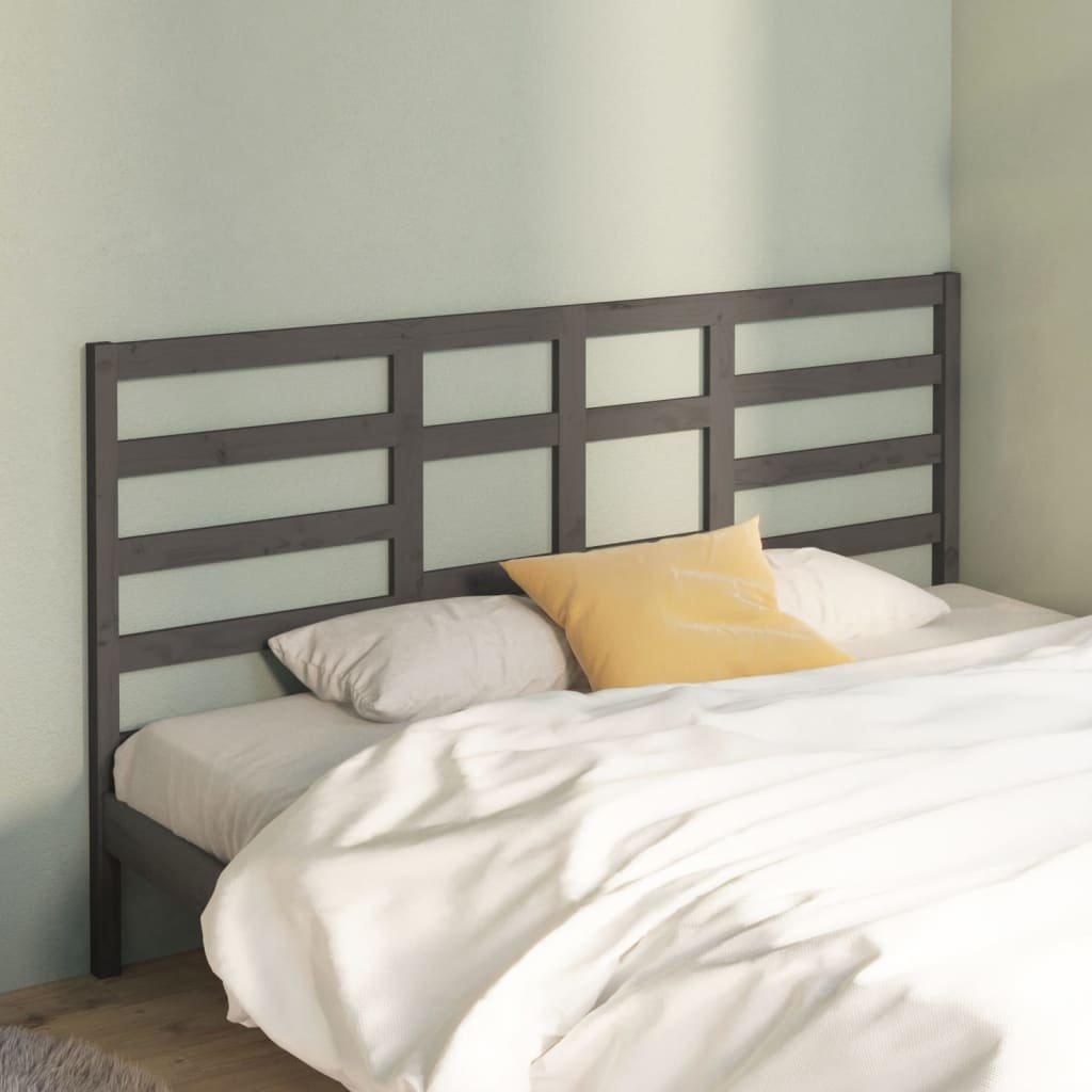 Bed Headboard Grey 206x4x104 cm Solid Wood Pine