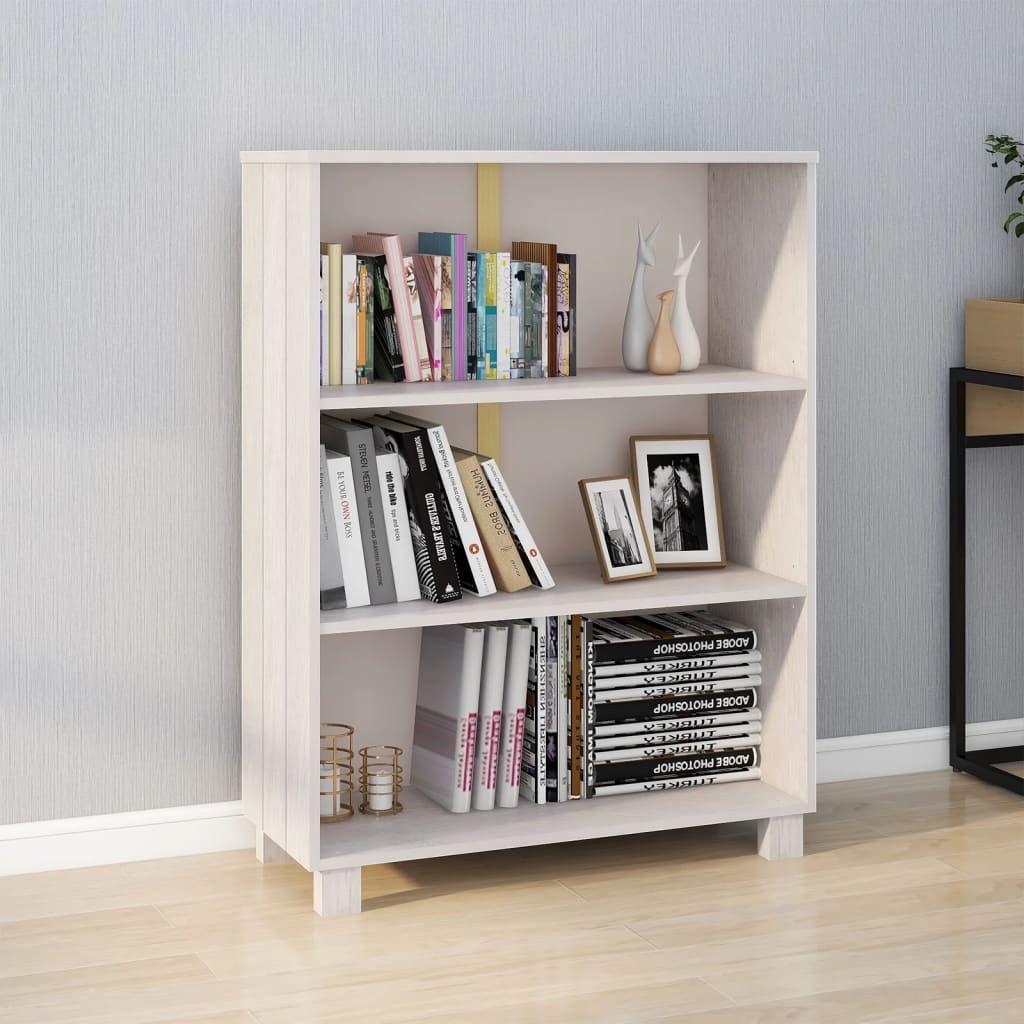 Book Cabinet HAMAR White 85x35x112 cm Solid Wood Pine