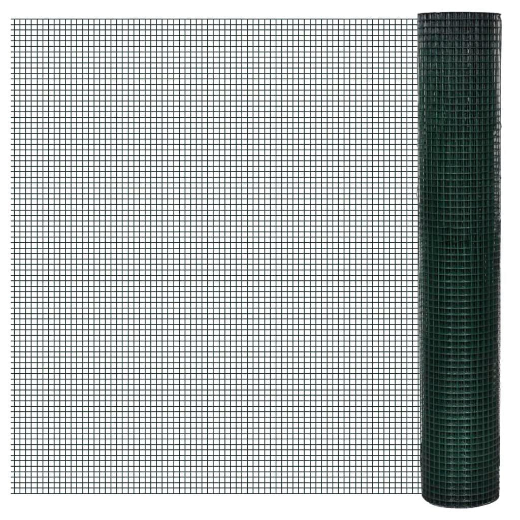 Chicken Wire Fence Galvanised with PVC Coating 25x1 m Green