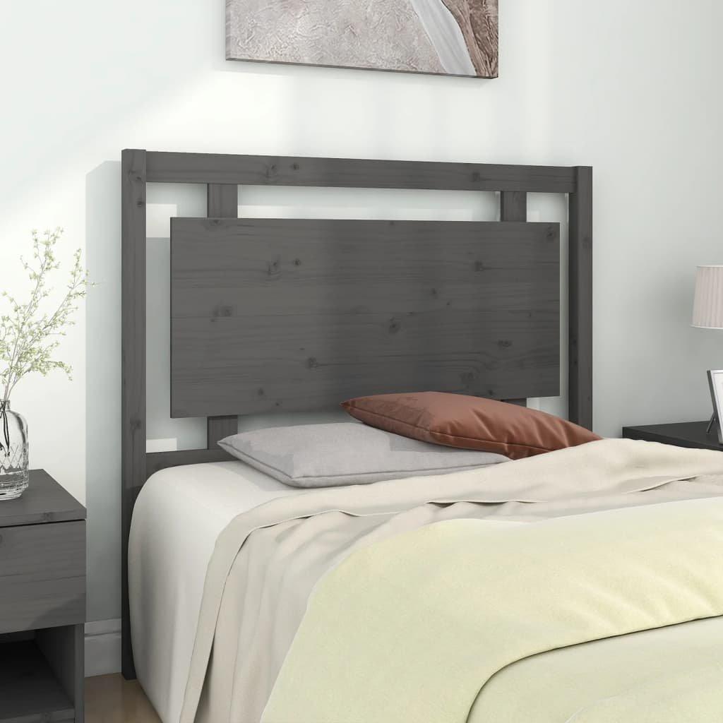 Bed Headboard Grey 105.5x4x100 cm Solid Pine Wood