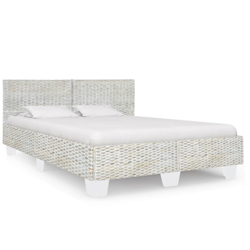 Bed Frame Grey Natural Rattan 140x200 cm