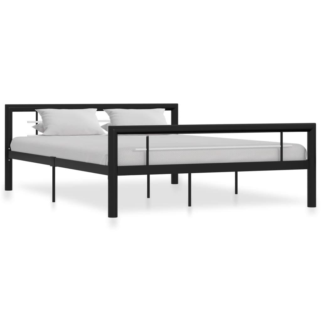 Bed Frame Black and White Metal 120x200 cm