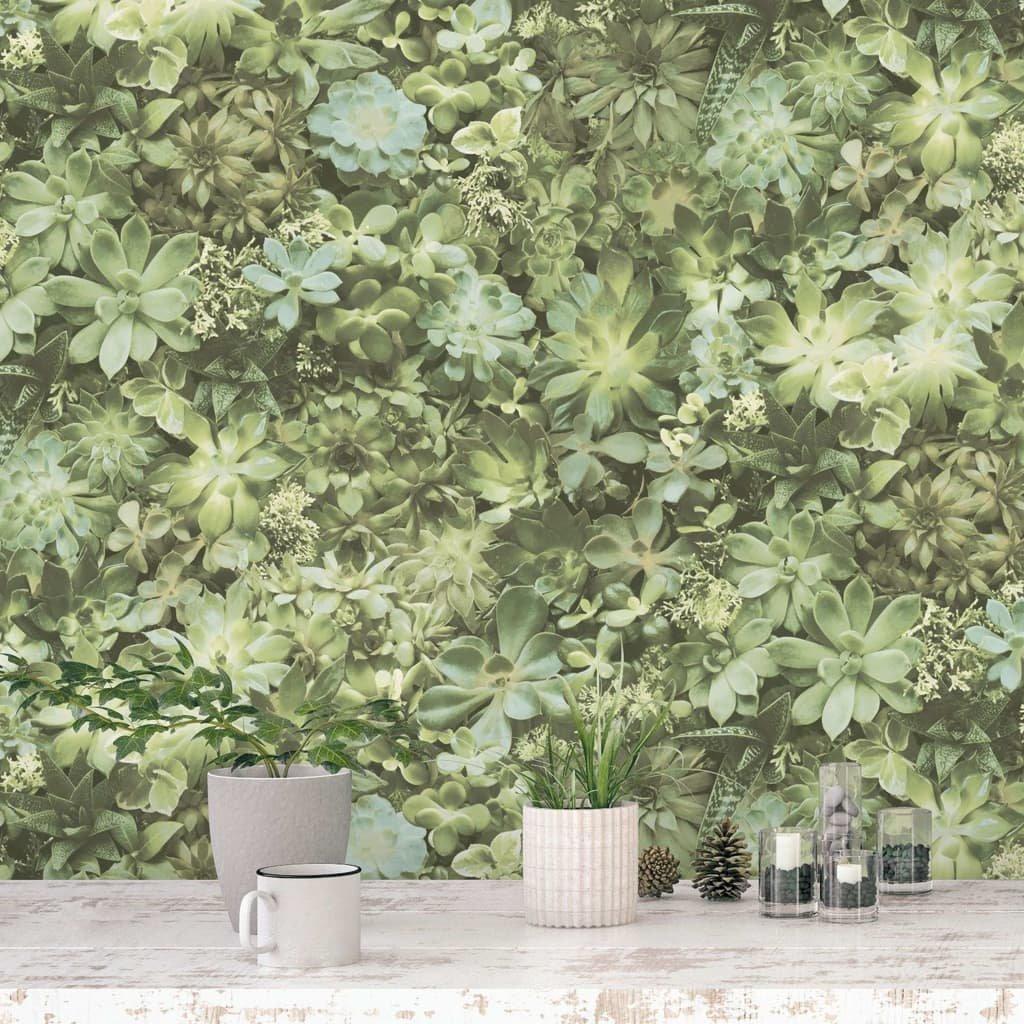Noordwand Evergreen Wallpaper Succulent Green and Beige
